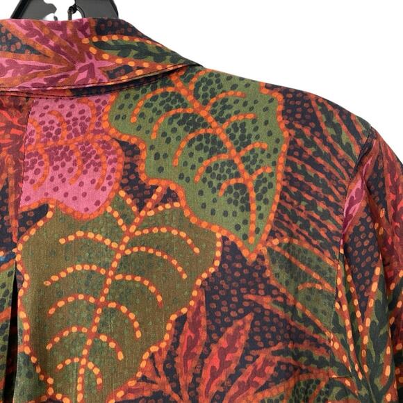 Farm Rio Rainforest Lenzing Viscose Brown Button Down Shirt Blouse size XS - Picture 6 of 9